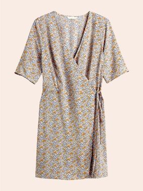 H&M Multicolor Floral Wrap Mini Dress Tie Closure Size S Short Length